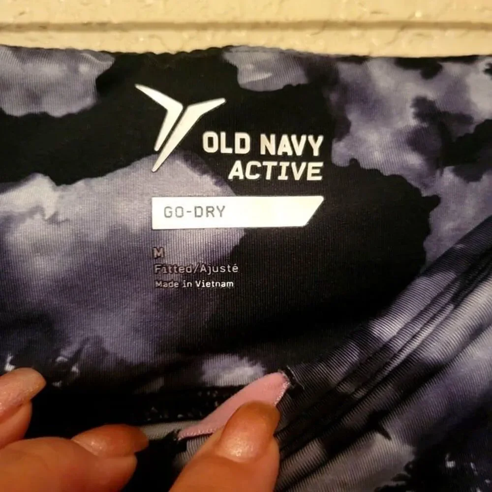 Old Navy Womens Pants  Black M Floral Mesh Inserts Active Go-Dry Leggings